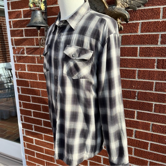 Prana Flannel w/Lining (Thermal) Snap-Down Shirt Black and Grey L/S Mens Size XL - Picture 6 of 12